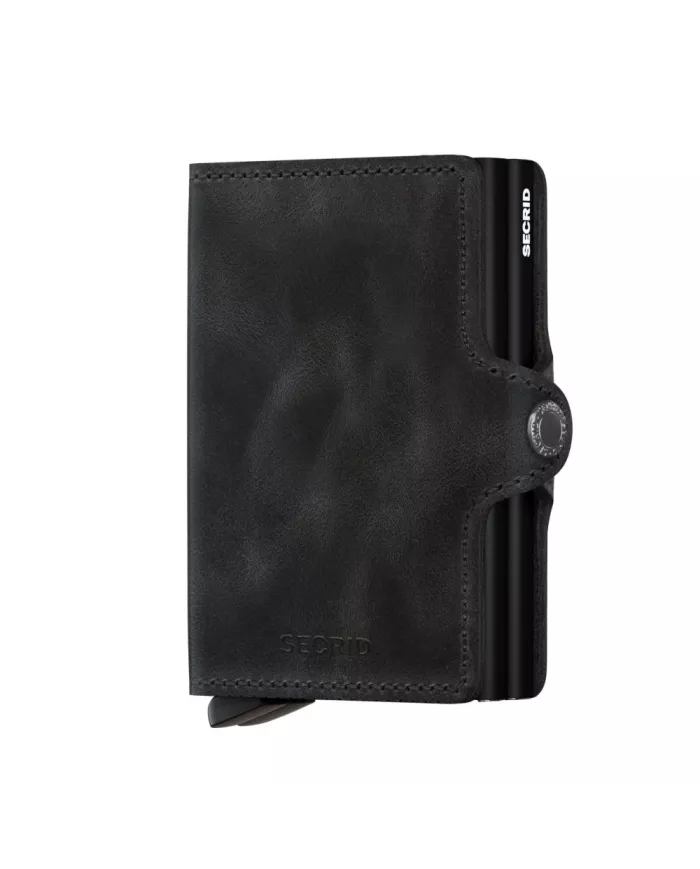 Secrid - Porte-cartes de crédit en cuir noir vintage 
