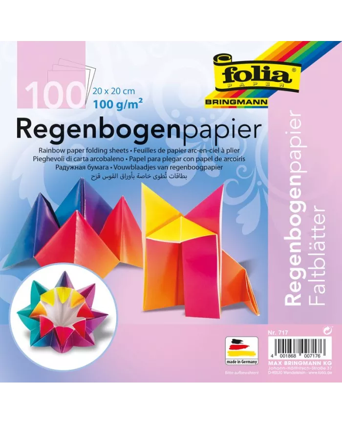 Feuilles Origami arc-en-ciel