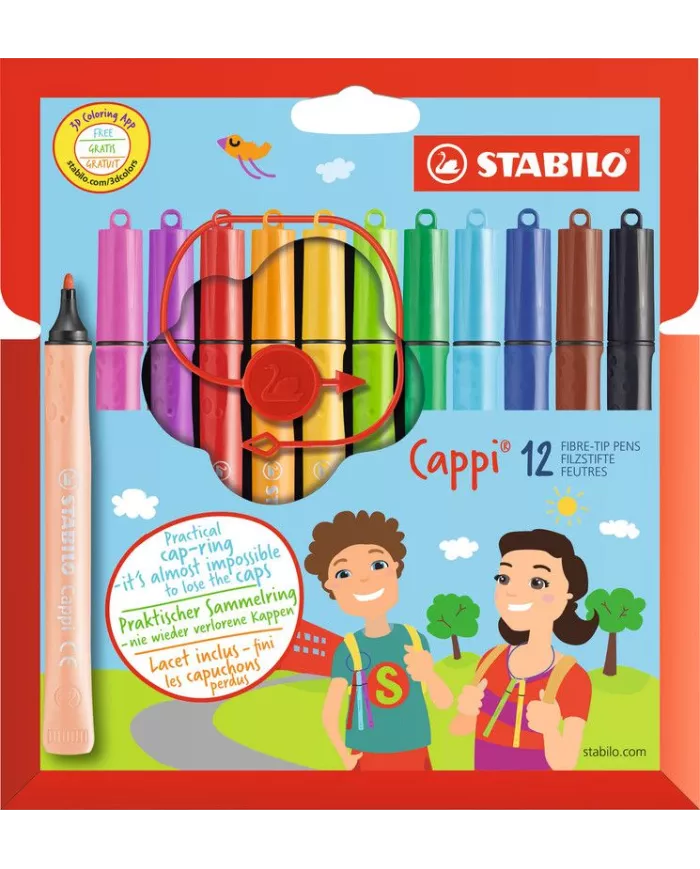 Feutre Stabilo Cappi, 12 couleurs