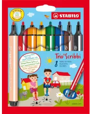 Feutre Stabilo Trio-Scribbi, 8 couleurs