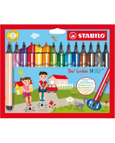 Feutre Stabilo Trio-Scribbi, 14 couleurs