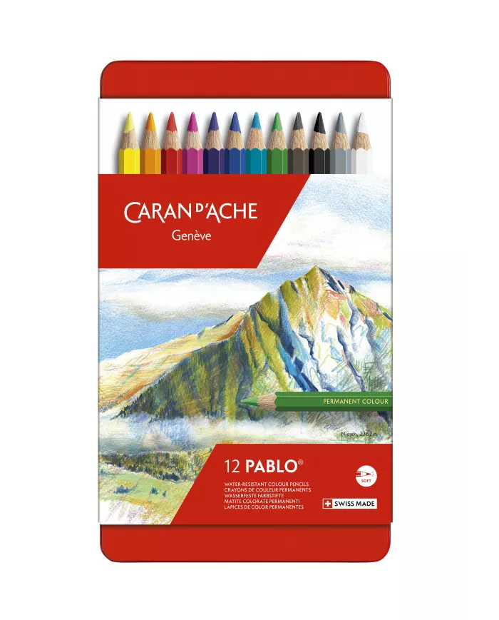 Boîte de crayons couleur Artist Pablo Caran d'Ache, assortiment de