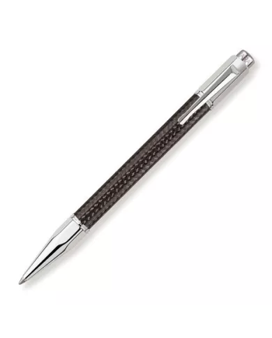 Stylo-bille Varius Carbon finition argentée rhodiée