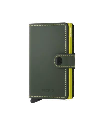 Secrid - Porte-cartes de crédit en cuir Matte Green-Lime