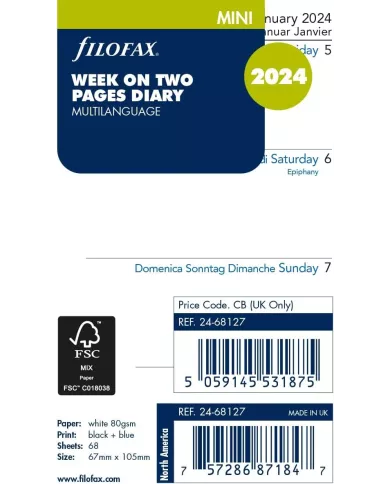 Recharge MINI semaine sur 2 pages multi-langues 2026