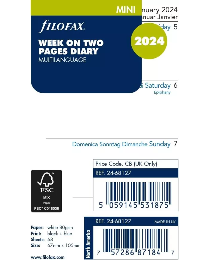 Recharge MINI semaine sur 2 pages multi-langues 2026