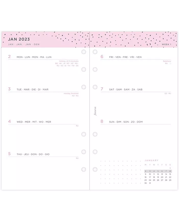 Recharge PERSONAL semaine sur 2 pages "Confetti" 2026