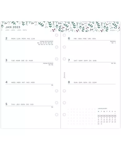 Recharge PERSONAL semaine sur 2 pages "Garden" 2024