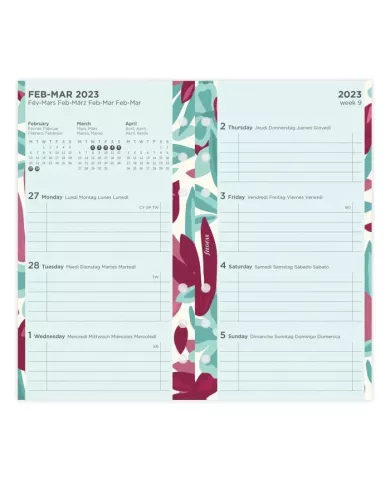 Recharge PERSONAL semaine sur 2 pages "Illustré Floral" 2026