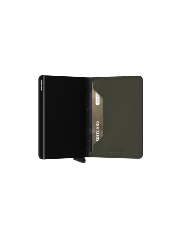 Secrid - Porte-cartes de crédit en cuir Slim Stitch Linea Lime