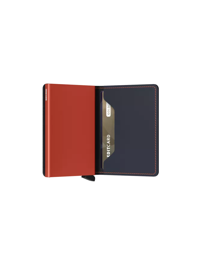 Secrid - Porte-cartes de crédit en cuir Slim nightblue & orange matte