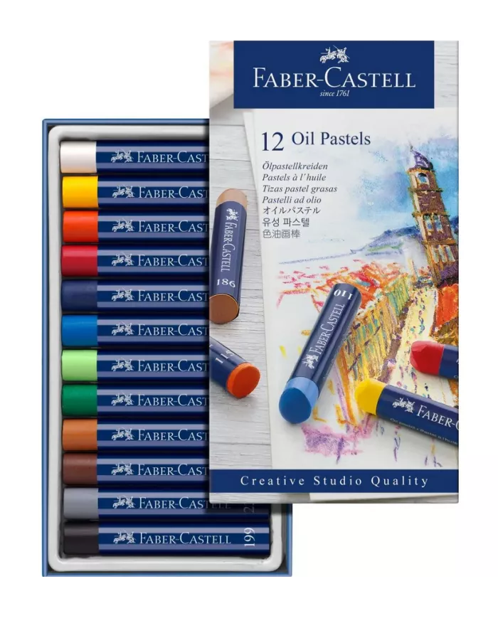 Boîte de pastels huile Faber castell, assortiment de 12 pces