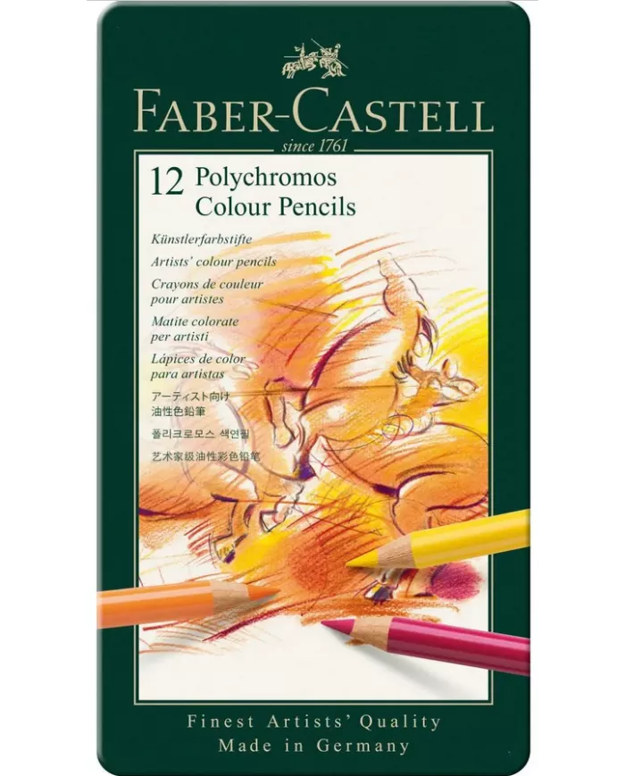 Boîte de crayons de couleur Faber Castell Polychromos 9210, assortiment de 12 pces