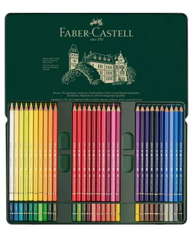 Boîte de crayons de couleur Faber Castell Polychromos, assortiment de  60 pces