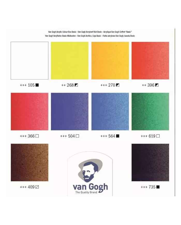 Coffret à l'acrylique Van Gogh 10 x 40ml + accessoires