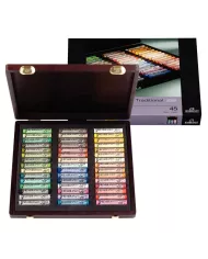 Coffret en bois Pastels tendres Sélection Portrait Traditionnel | 45 Pastels entiers