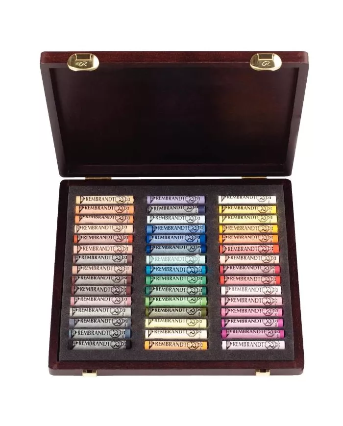 Coffret en bois Pastels tendres Sélection Portrait Traditionnel | 45 Pastels entiers