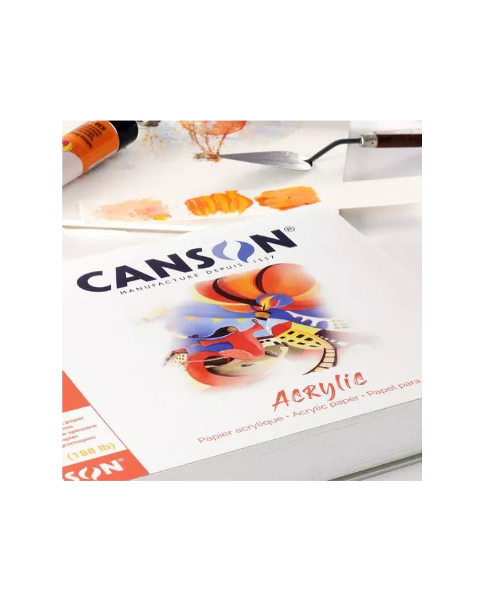 Bloc de papier Canson acrylique blanc 1 côté collé  50 feuilles 400g