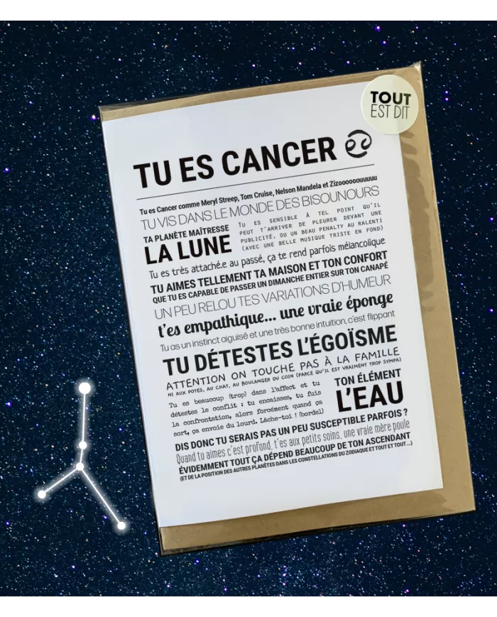 Carte Tout Est Dit "Cancer"