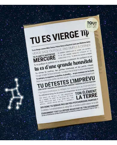 Carte Tout Est Dit "Vierge"