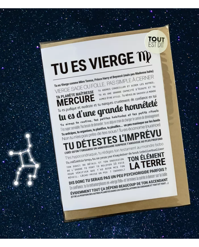 Carte Tout Est Dit "Vierge"