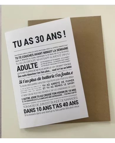 Carte Tout Est Dit "30 ans"