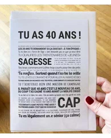 Carte Tout Est Dit "40 ans"