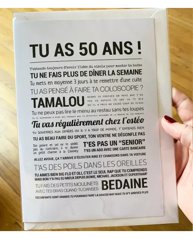 Carte Tout Est Dit "50 ans" homme