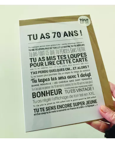 Carte Tout Est Dit "70 ans"