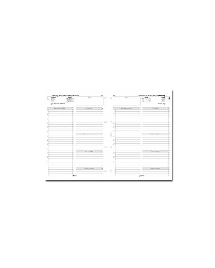 Filofax - Recharge A4 1 jour par page + heures multi-langues 2015 :: Filofax  :: Recharge Agenda