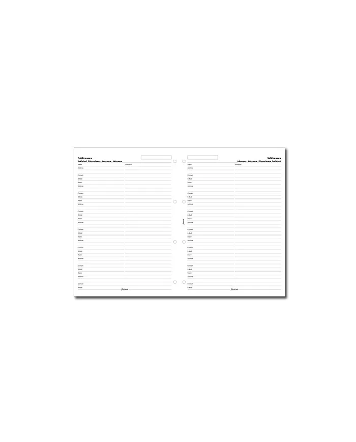 Filofax - Recharge A4 Adresses + téléphones multi-langues