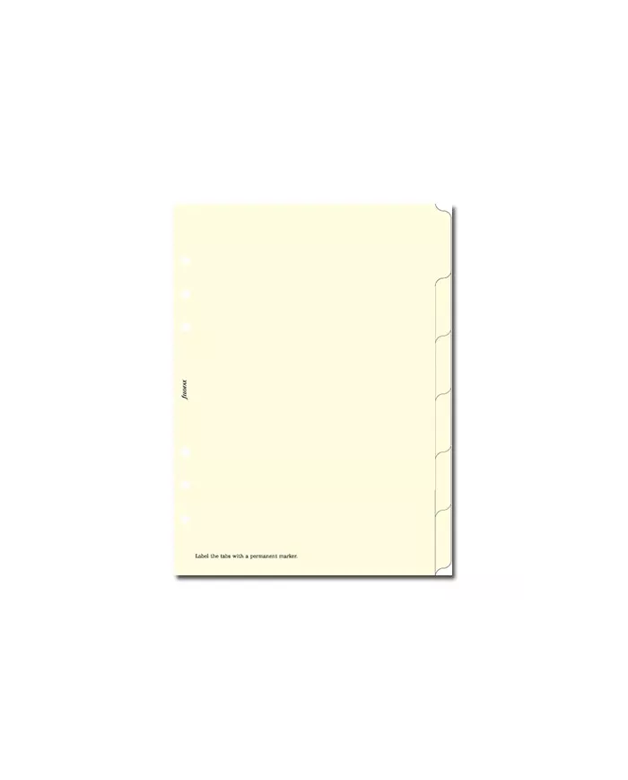 Filofax - Recharge A5 Index 6 sujets neutre crème