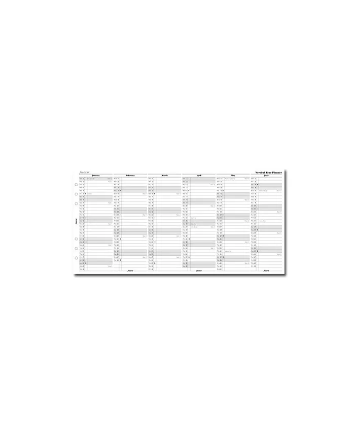 Recharge organiseur planning annuel Vertical Filofax A5 2024