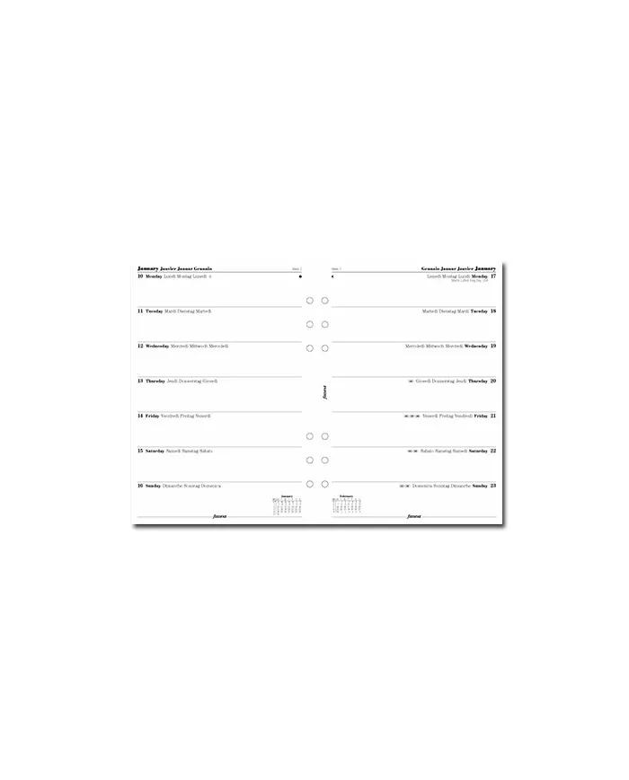 Filofax - Recharge A5 semaine sur 1 page multi-langues 2026