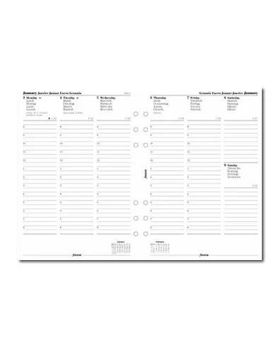 Recharge Agenda 2024 FILOFAX organiseur A5 - 1 semaine sur 2 pages  MULTILANGUES - 148x210mm - VERTICAL