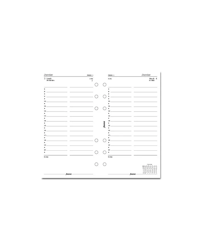 Filofax - Recharge PERSONAL 1 jour par page en français 2026