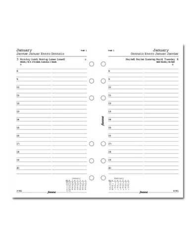 Filofax - Recharge PERSONAL 1 jour par page multi-langues 2024