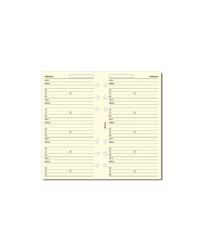 Filofax - Recharge PERSONAL Noms, adresses, téléphones crème