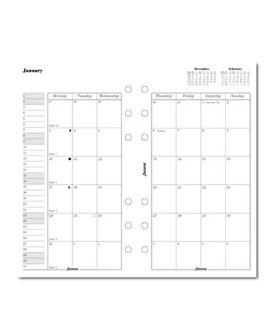 Filofax - Recharge PERSONAL Planning mensuel sur 2 pages en anglais 2024
