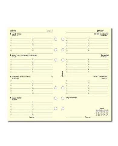 Filofax - Recharge PERSONAL semaine sur 2 pages crème en français 2026