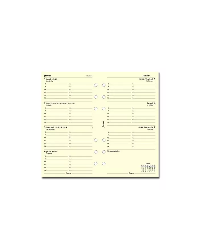 Filofax - Recharge PERSONAL semaine sur 2 pages crème en français 2015 ::  Filofax :: Recharge Agenda