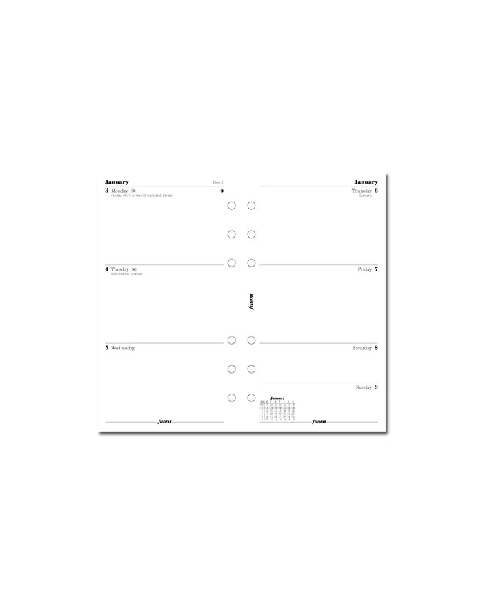 Filofax - Recharge PERSONAL semaine sur 2 pages en anglais 2026
