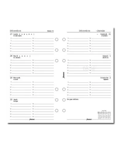 Filofax - Recharge PERSONAL semaine sur 2 pages ligné en français 2026