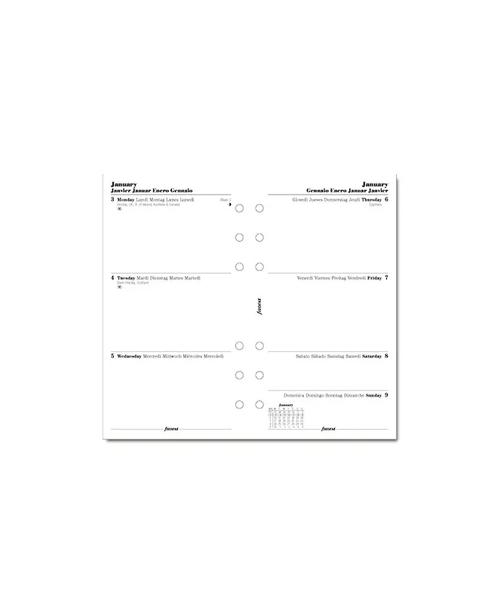 Filofax - Recharge PERSONAL semaine sur 2 pages multi-langues 2026