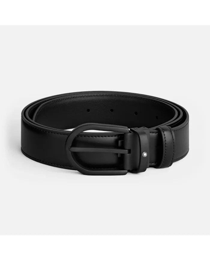 Ceinture à boucle fer à cheval de 35 mm en cuir noir