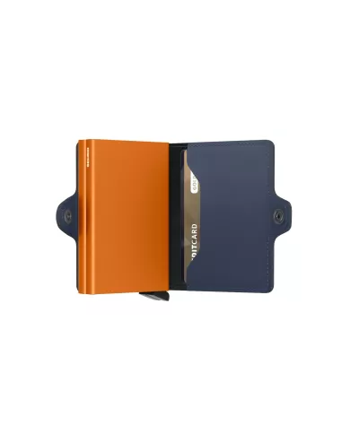 Secrid - Porte-cartes de crédit en cuir Nightblue & Orange matte