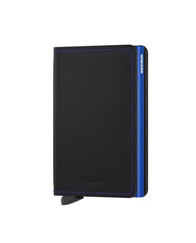 Secrid - Porte-cartes de crédit en cuir Slim Black & Blue Matte
