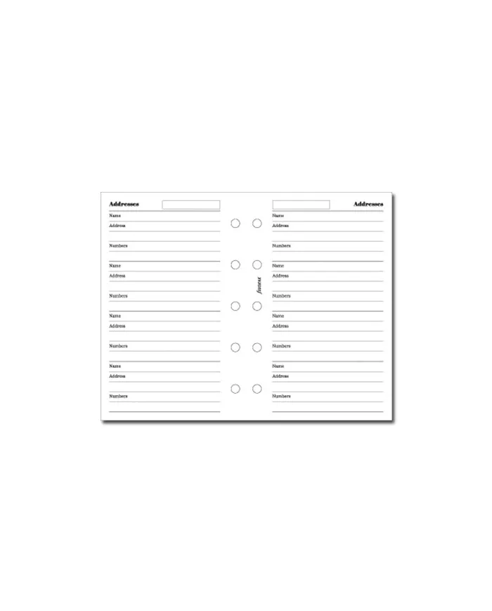 Filofax - Recharge MINI Noms, adresses, téléphone blanc en anglais