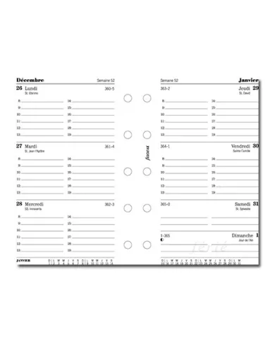 Filofax - Recharge MINI semaine sur 2 pages + heures en français 2024