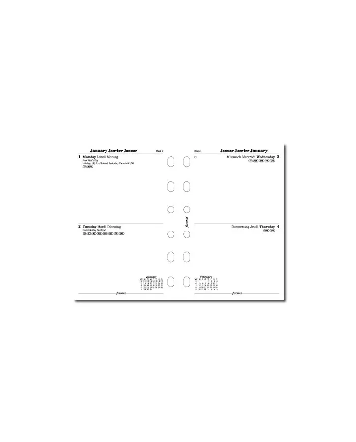 Filofax - Recharge POCKET 2 jours par page multi-langues 2015 :: Filofax ::  Recharge Agenda